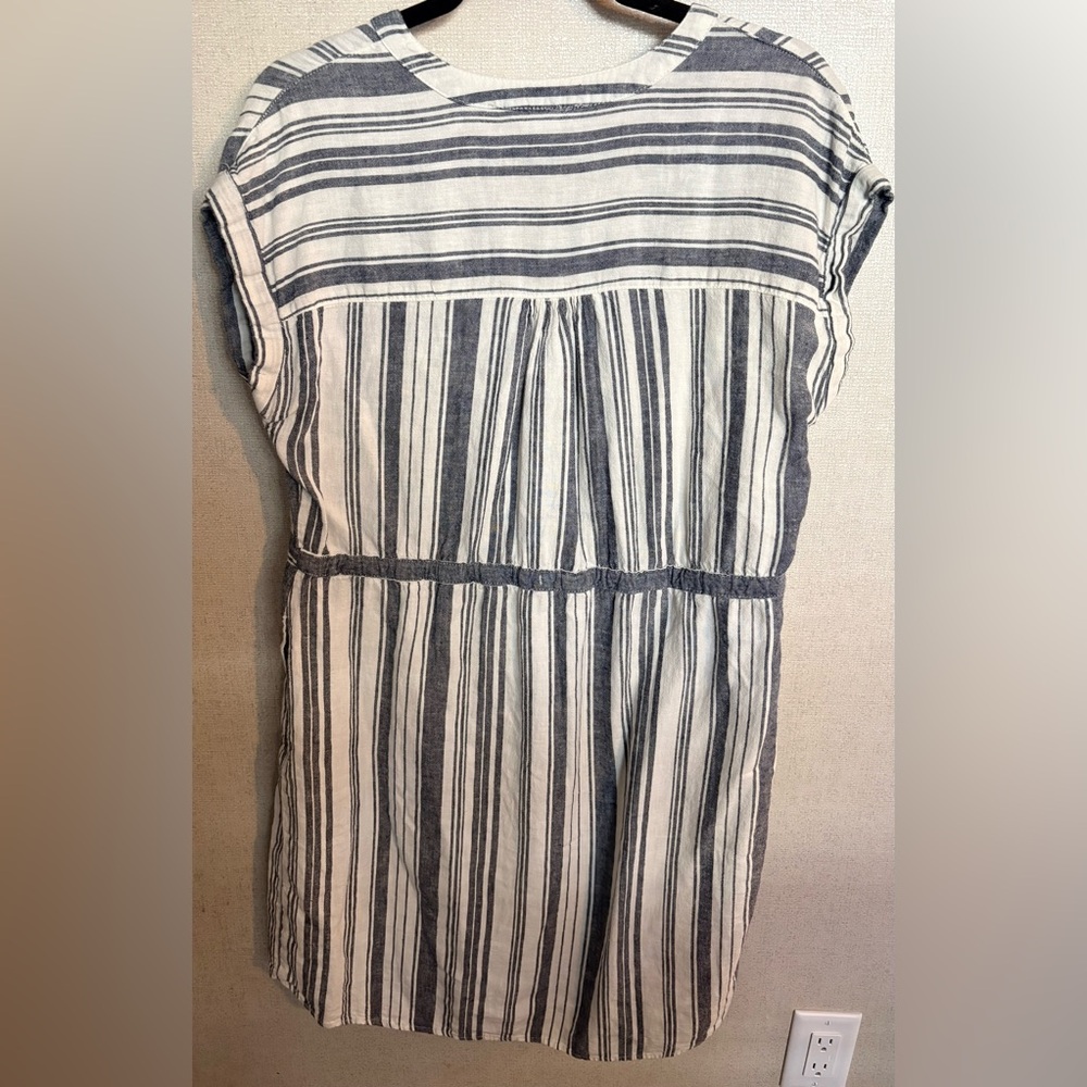 Time and Tru Navy and White Striped Linen-Blend Dress - Picture 7 of 10